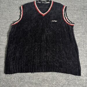 Platinum‎ FUBU Vintage 90s Sweater Vest Mens Xl Black Multicolor Streetwear RARE